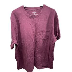 Men Harbor Bay Short Sleeve T Shirt Burgundy Cotton 3XL Lightweight